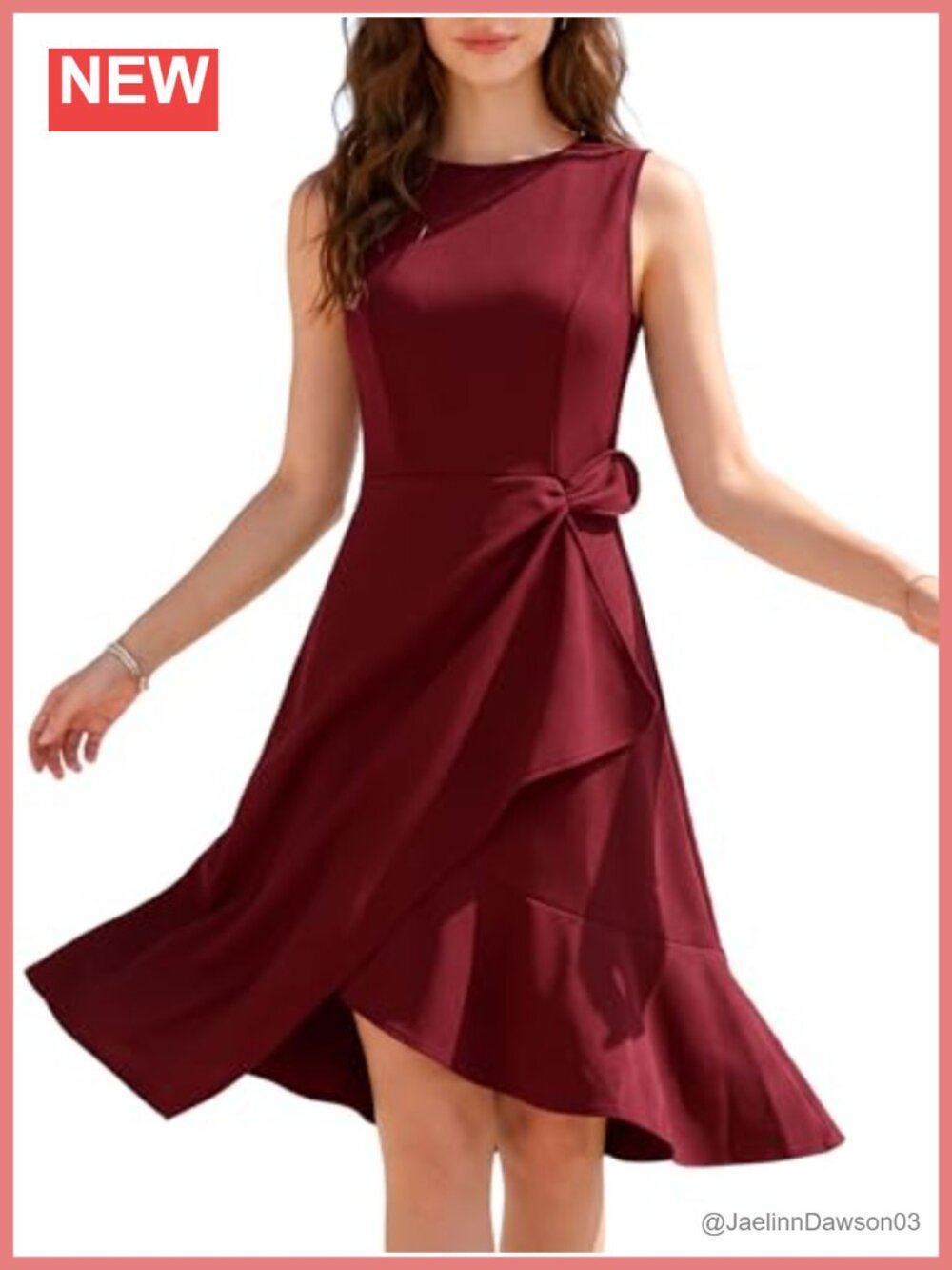 Women Sleeveless A-Line Midi Dress Ruched Waist Semi-Formal Cocktail